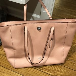 Pink coach leather diaper bag